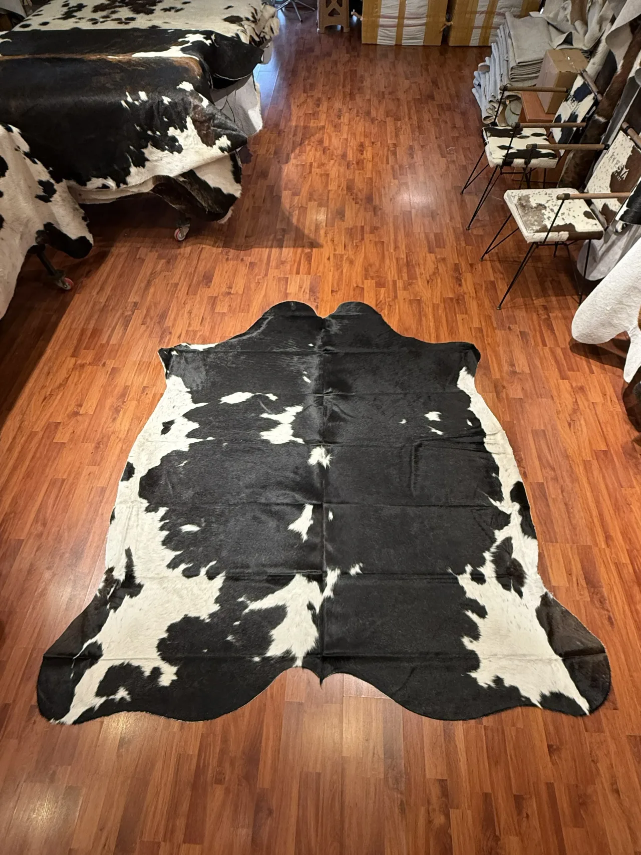 Fiesta Leather Art Hakiki Deri Dana Postu SİYAH BEYAZ 195 x 220 - 1